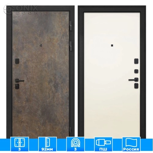 Входная дверь Профит Black Гранж Гладкая панель Силк жасмин