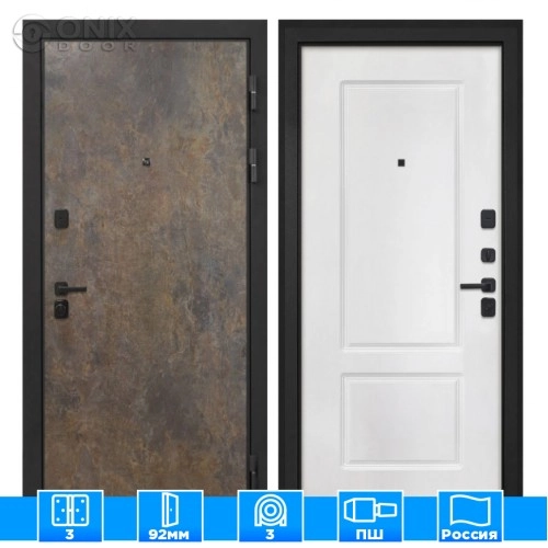 Входная дверь Профит Black Гранж КВ-2 белая матовая