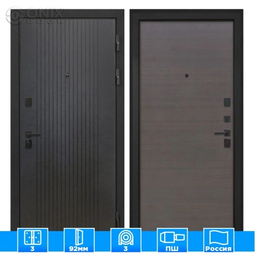 Входная дверь Профит Black Лофт черный Эковенге поперечный