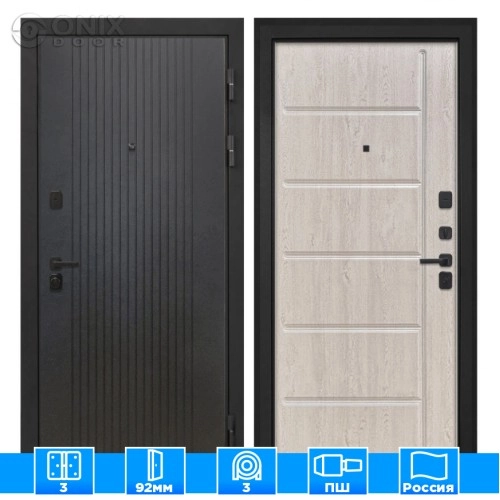 Входная дверь Профит Black Лофт черный ФЛ-102 сосна белая