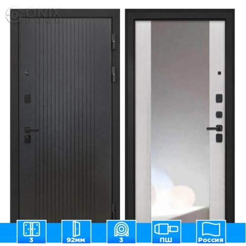 Входная дверь Профит Black Лофт черный ФЛЗ-516 сосна белая