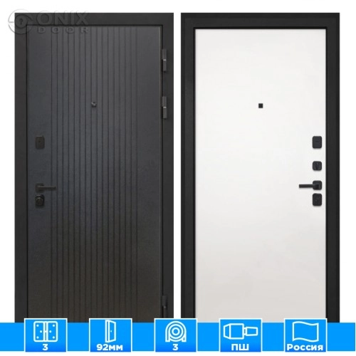 Входная дверь Профит Black Лофт черный Гладкая панель Силк Сноу