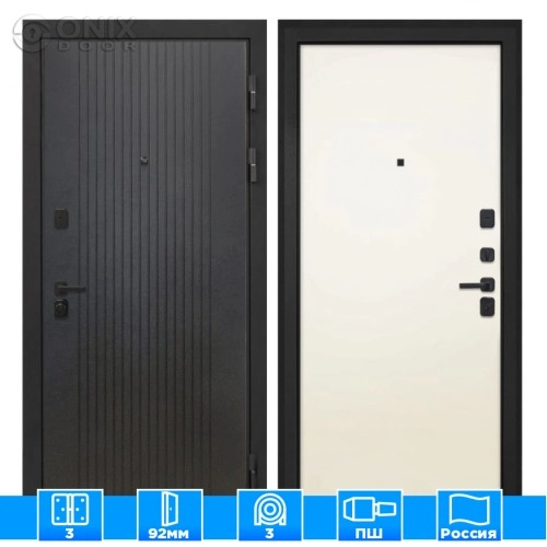 Входная дверь Профит Black Лофт черный Гладкая панель Силк жасмин