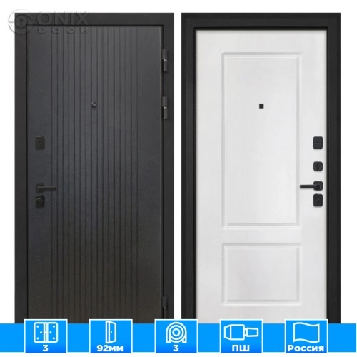 Входная дверь Профит Black Лофт черный КВ-2 белая матовая