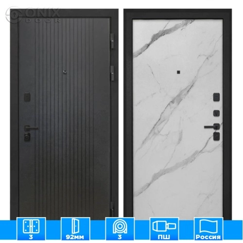 Входная дверь Профит Black Лофт черный Мрамор арктик