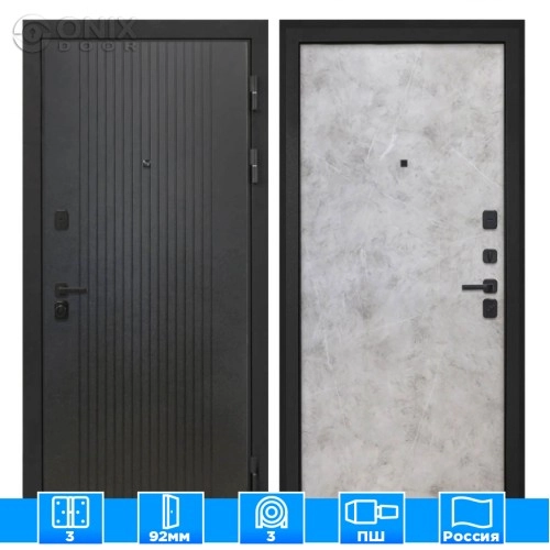 Входная дверь Профит Black Лофт черный Мрамор светлый