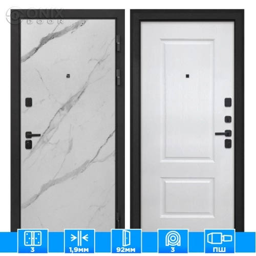 Входная дверь Профит Black Мрамор арктик Альба Роял вуд белый