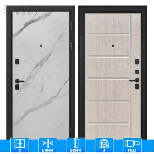 Входная дверь Профит Black Мрамор арктик ФЛ-102 сосна белая