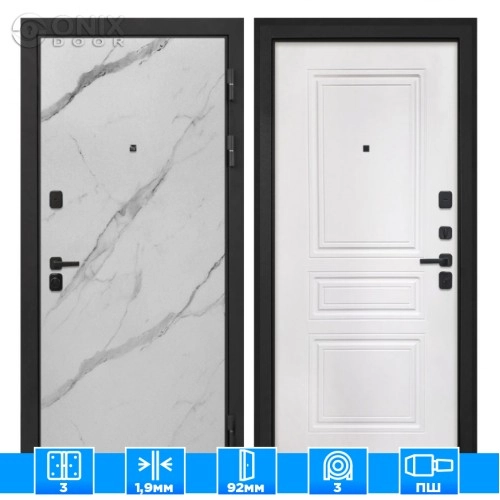 Входная дверь Профит Black Мрамор арктик ФЛ-243-М белая матовая