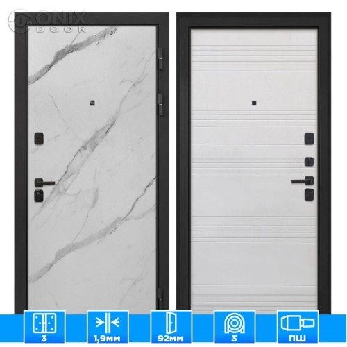 Входная дверь Профит Black Мрамор арктик ФЛ-316 белый ясень