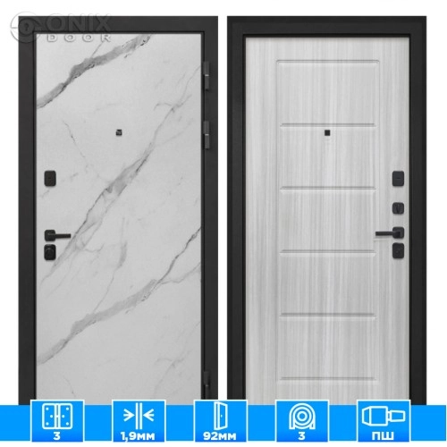 Входная дверь Профит Black Мрамор арктик ФЛ-39 Сандал белый