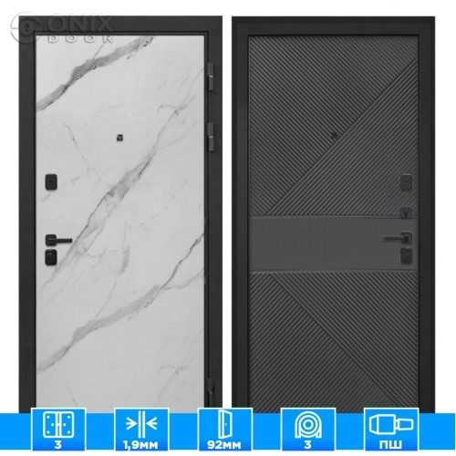 Входная дверь Профит Black Мрамор арктик ФЛ-613 черный крашеный