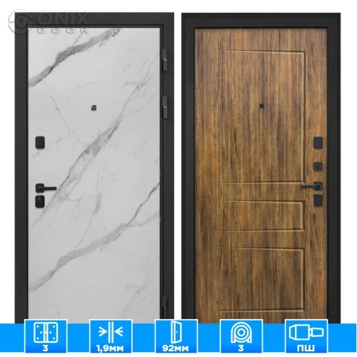 Входная дверь Профит Black Мрамор арктик ФЛ-638М Дуб Американский