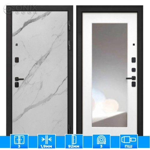 Входная дверь Профит Black Мрамор арктик ФЛЗ-120М белая матовая