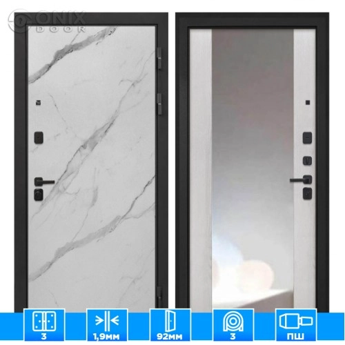 Входная дверь Профит Black Мрамор арктик ФЛЗ-516 сосна белая