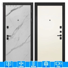 Входная дверь Профит Black Мрамор арктик Гладкая панель Силк жасмин