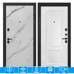 Входная дверь Профит Black Мрамор арктик КВ-2 белая матовая