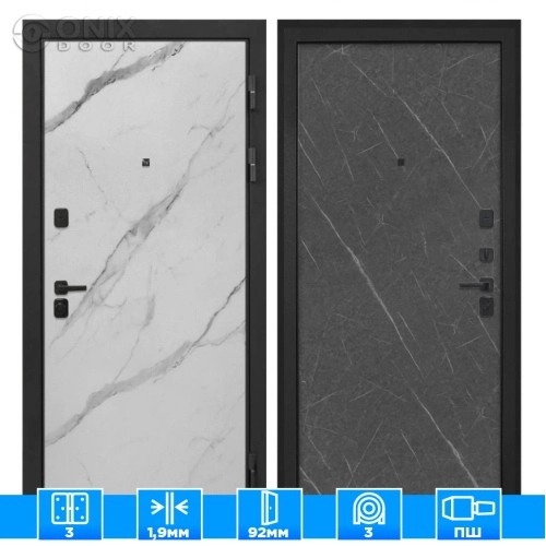 Входная дверь Профит Black Мрамор арктик Лава