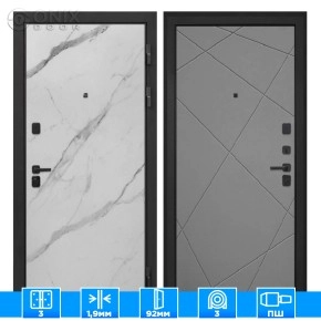 Входная дверь Профит Black Мрамор арктик Лучи-М графит