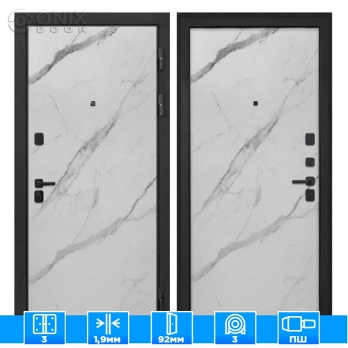 Входная дверь Профит Black Мрамор арктик Мрамор арктик