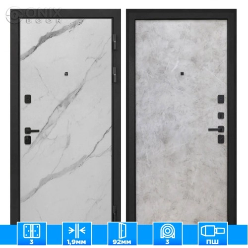 Входная дверь Профит Black Мрамор арктик Мрамор светлый