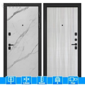 Входная дверь Профит Black Мрамор арктик В-07 Сандал белый