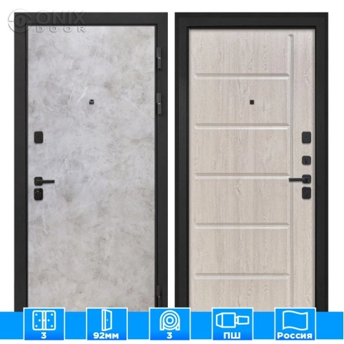 Входная дверь Профит Black Мрамор светлый ФЛ-102 сосна белая