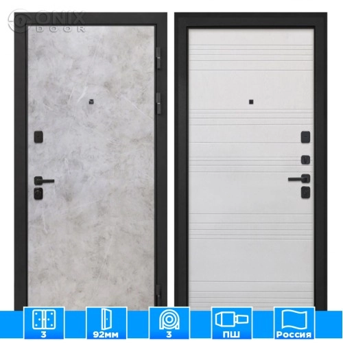 Входная дверь Профит Black Мрамор светлый ФЛ-316 белый ясень