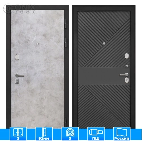 Входная дверь Профит Black Мраморсветлый ФЛ-613 черный крашеный