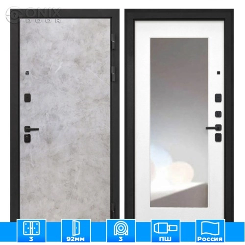 Входная дверь Профит Black Мрамор светлый ФЛЗ-120М белая матовая