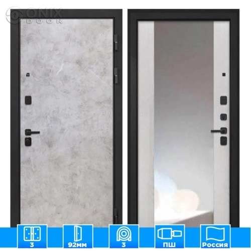 Входная дверь Профит Black Мрамор светлый ФЛЗ-516 сосна белая