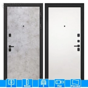 Входная дверь Профит Black Мрамор светлый Гладкая панель Силк Сноу