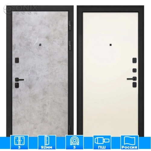 Входная дверь Профит Black Мрамор светлый Гладкая панель Силк жасмин