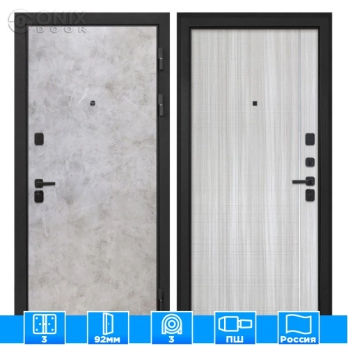 Входная дверь Профит Black Мрамор светлый В-07 Сандал белый