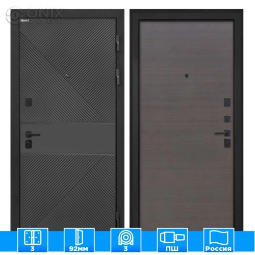 Входная дверь Профит black ФЛ-613 черный (крашеный) Эковенге поперечный