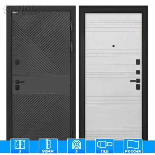 Входная дверь Профит black ФЛ-613 черный (крашеный) ФЛ-316 белый ясень