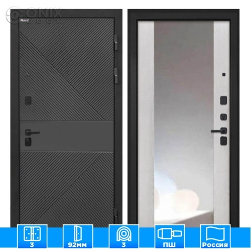 Входная дверь Профит black ФЛ-613 черный (крашеный) ФЛЗ-516 сосна белая