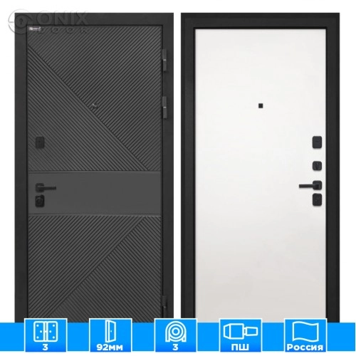 Входная дверь Профит black ФЛ-613 черный (крашеный) Гладкая панель Силк Сноу