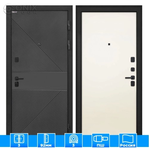 Входная дверь Профит black ФЛ-613 черный (крашеный) Гладкая панель Силк жасмин