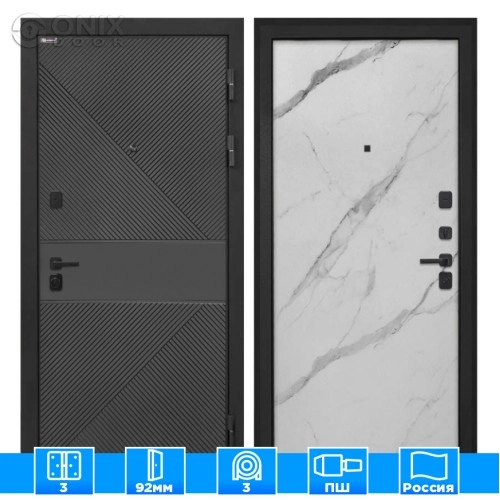 Входная дверь Профит black ФЛ-613 черный (крашеный) Мрамор арктик