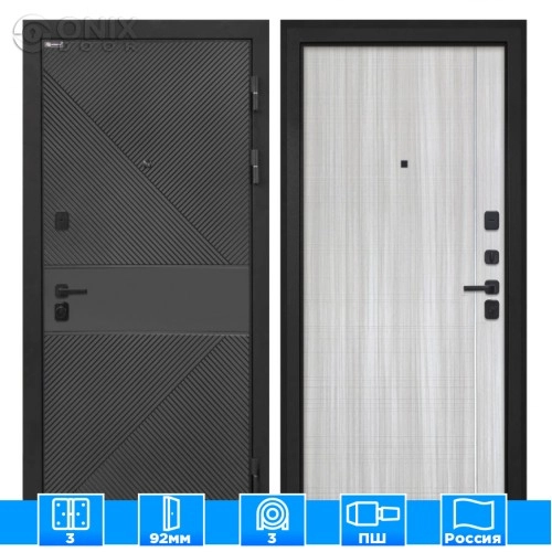 Входная дверь Профит black ФЛ-613 черный (крашеный) В-07 Сандал белый