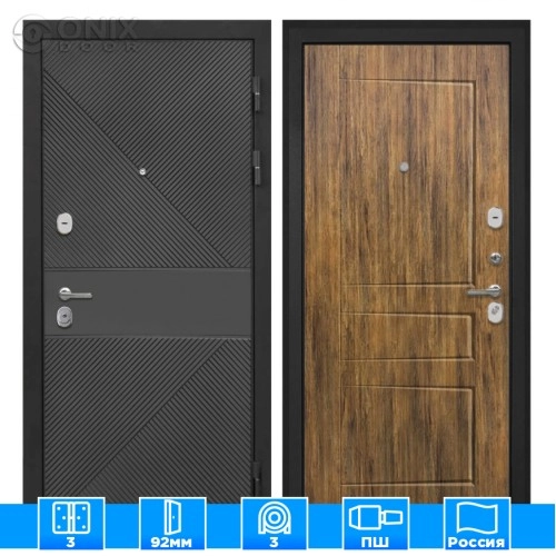 Входная дверь Сицилия Remix ФЛ-613 черный крашеный ФЛ-638М Дуб Американский