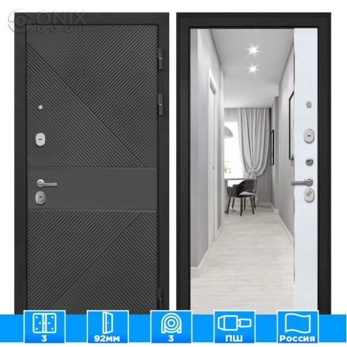 Входная дверь Сицилия Remix ФЛ-613 черный крашеный ФЛЗ-305 Лофт белый