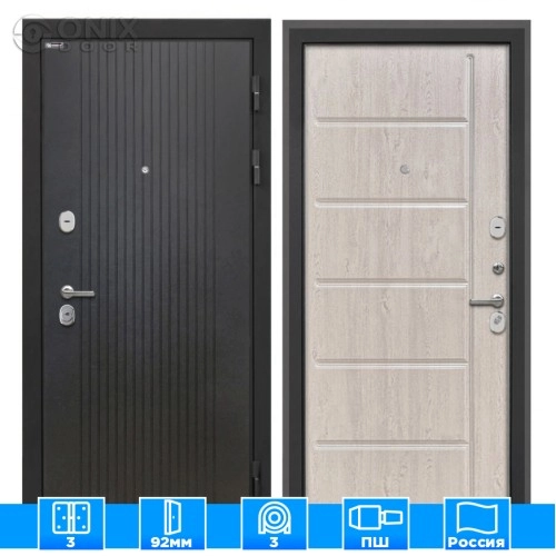 Входная дверь Сицилия Remix Лофт черный ФЛ-102 сосна белая