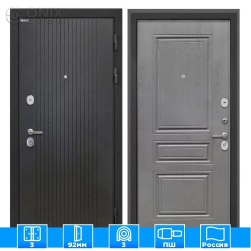 Входная дверь Сицилия Remix Лофт черный ФЛ-243-м Графит вуд дуб