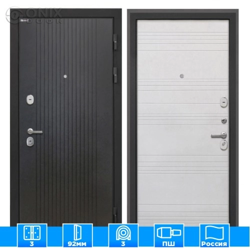 Входная дверь Сицилия Remix Лофт черный ФЛ-316 белый ясень