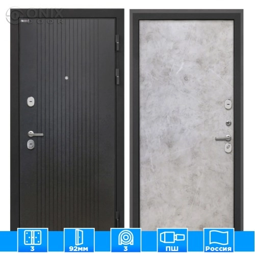 Входная дверь Сицилия Remix Лофт черный Мрамор светлый