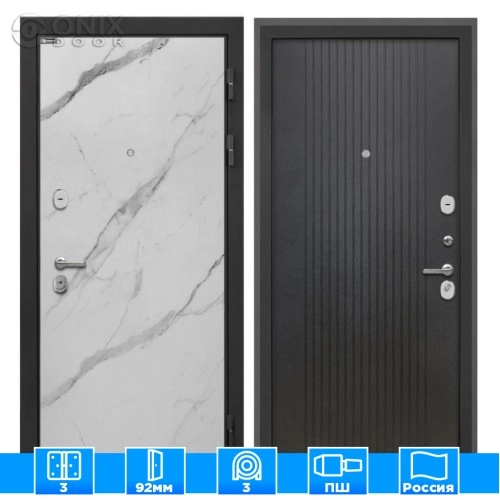Входная дверь Сицилия Remix Мрамор арктик Лофт черный