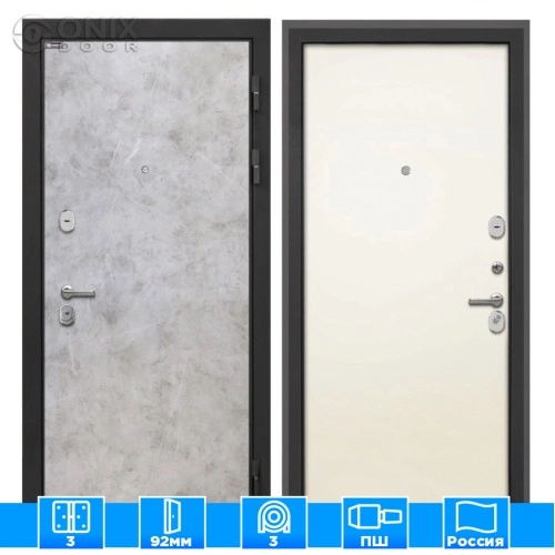 Входная дверь Сицилия Remix Мрамор светлый Гладкая панель Силк жасмин