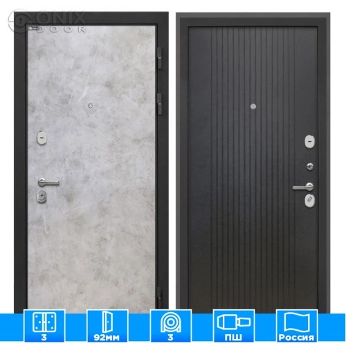 Входная дверь Сицилия Remix Мрамор светлый Лофт черный